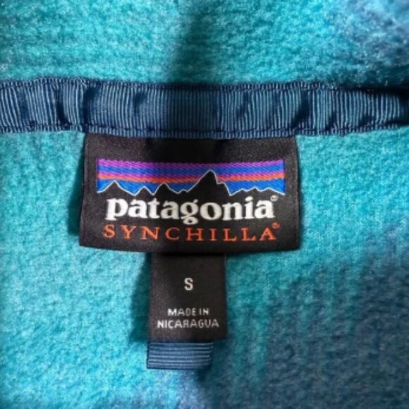 Patagonia Pullover Adult Small Teal Blue Synchilla Fleece Snap-T Retro VTG - Picture 5 of 9